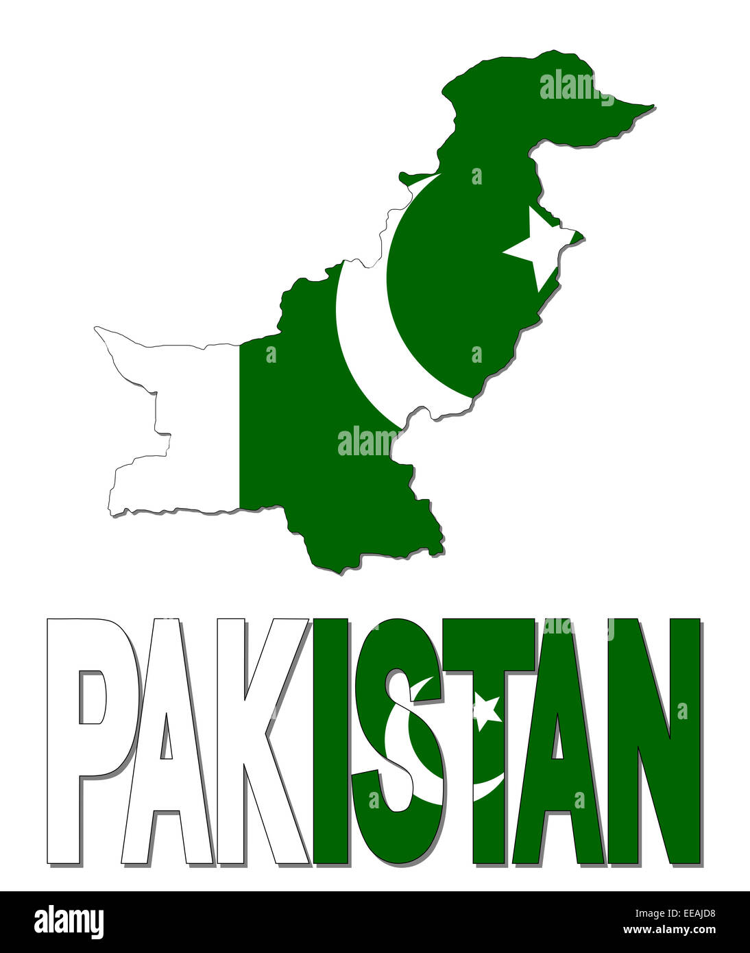 Pakistan map flag and text illustration Stock Photo Alamy