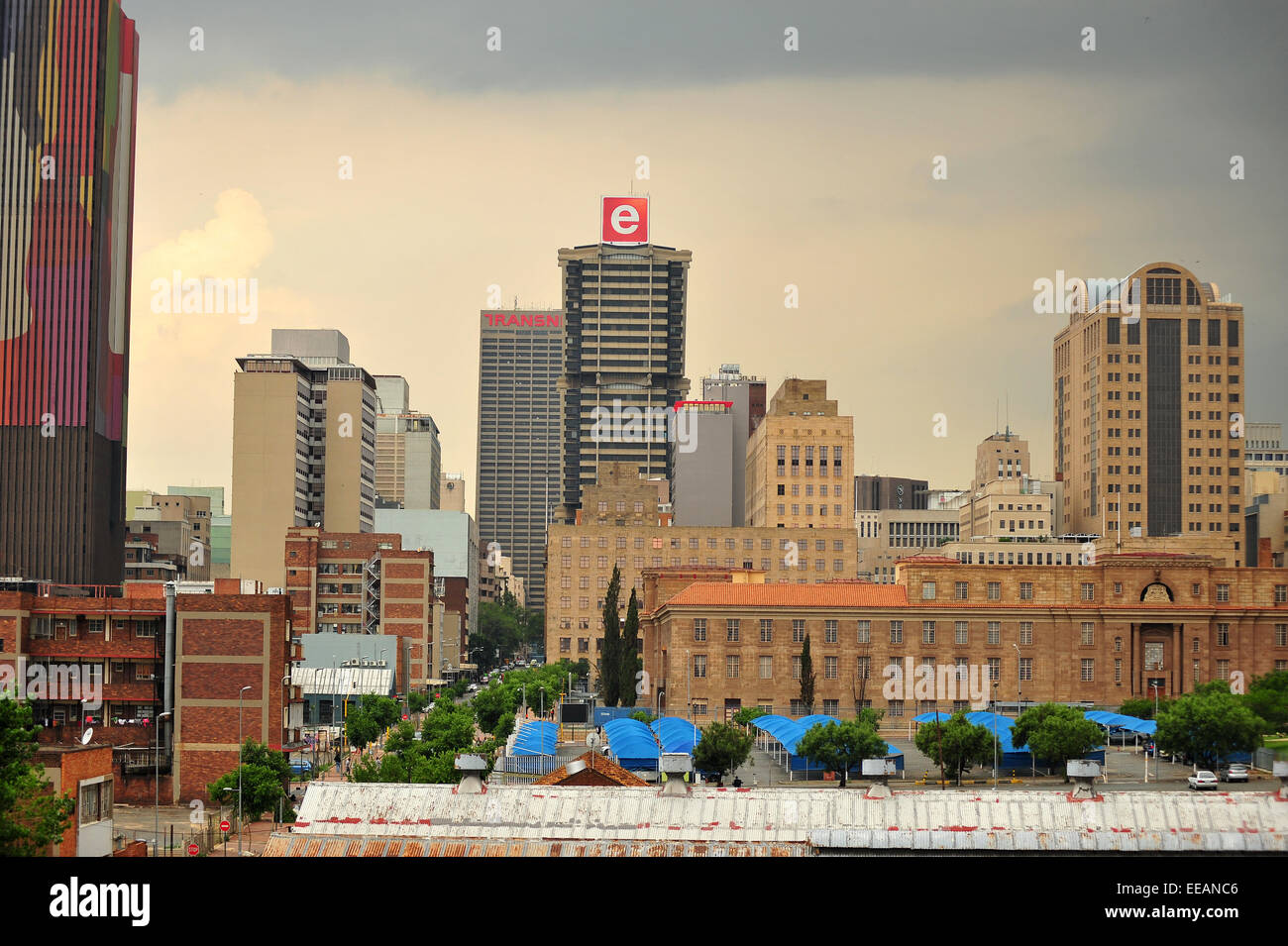 The Johannesburg Central Business District viewed from a distance. Stock Photo