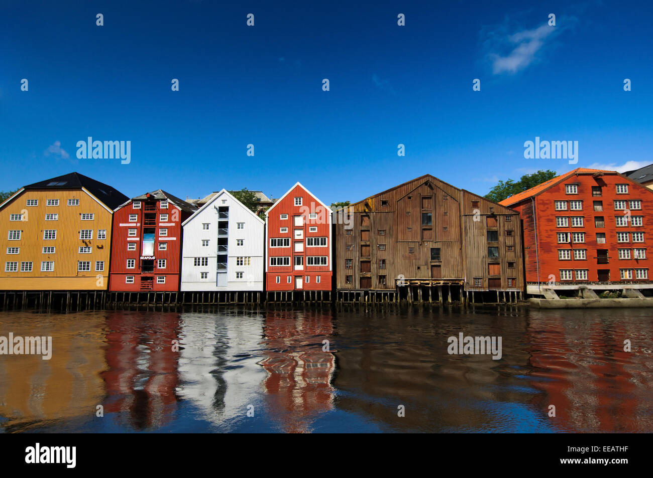 Colorful houses on the water, Trondheim, Norway Stock Photo Alamy