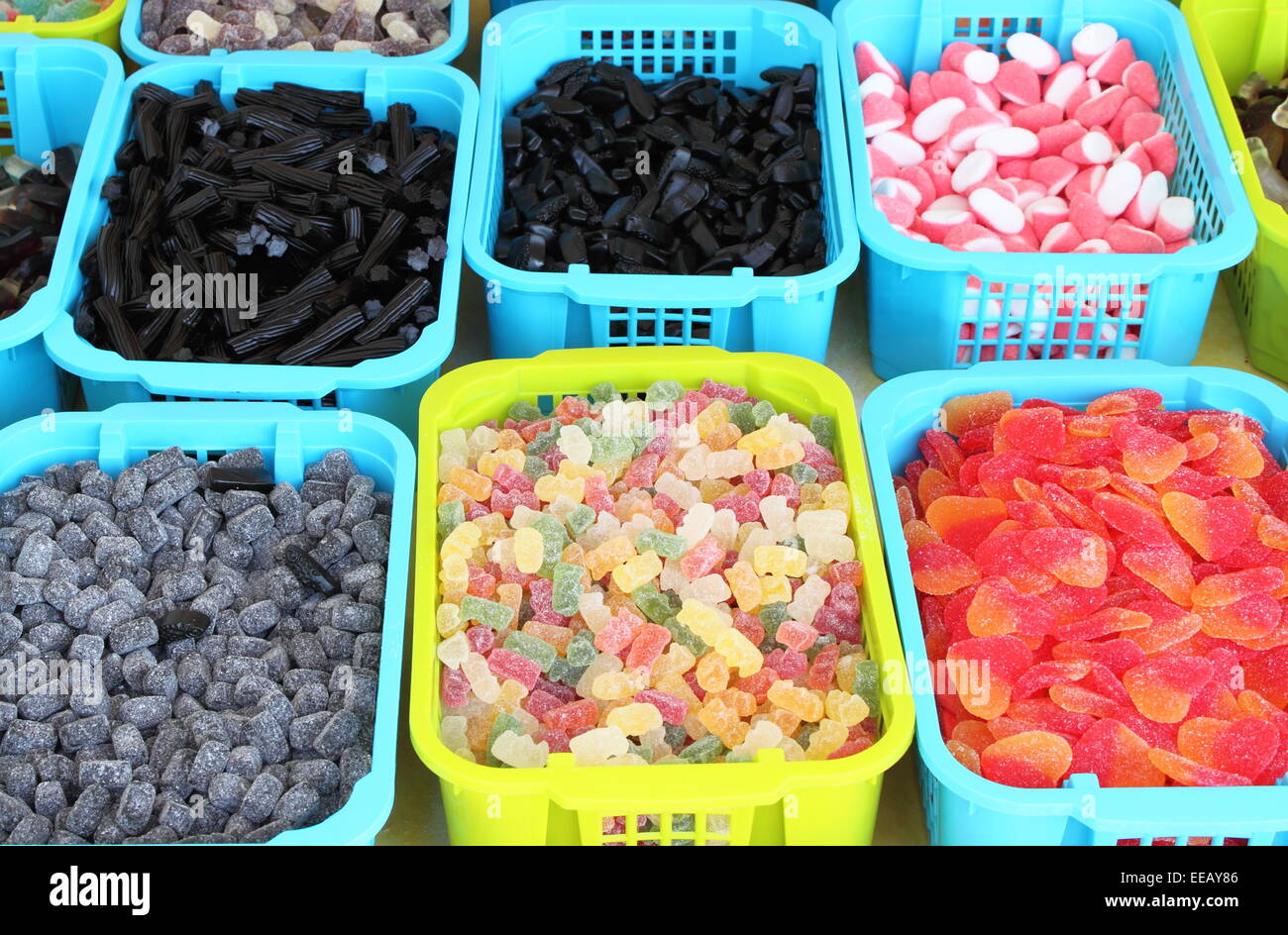 Candies assortment in a market stall Stock Photo - Alamy