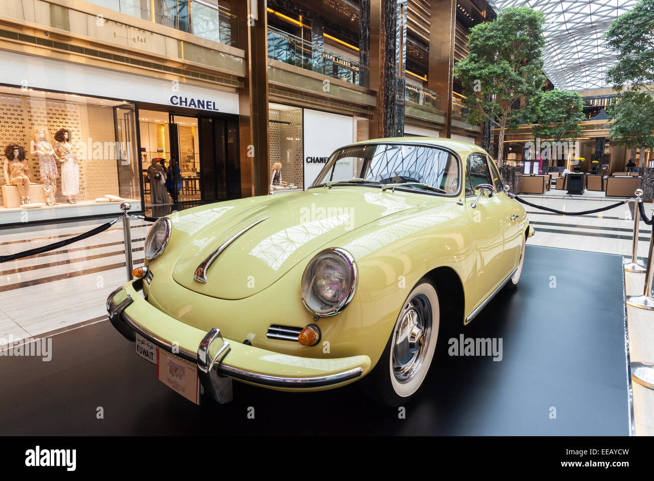 Classic cars exhibition inside of The Avenues Mall in Kuwait Stock