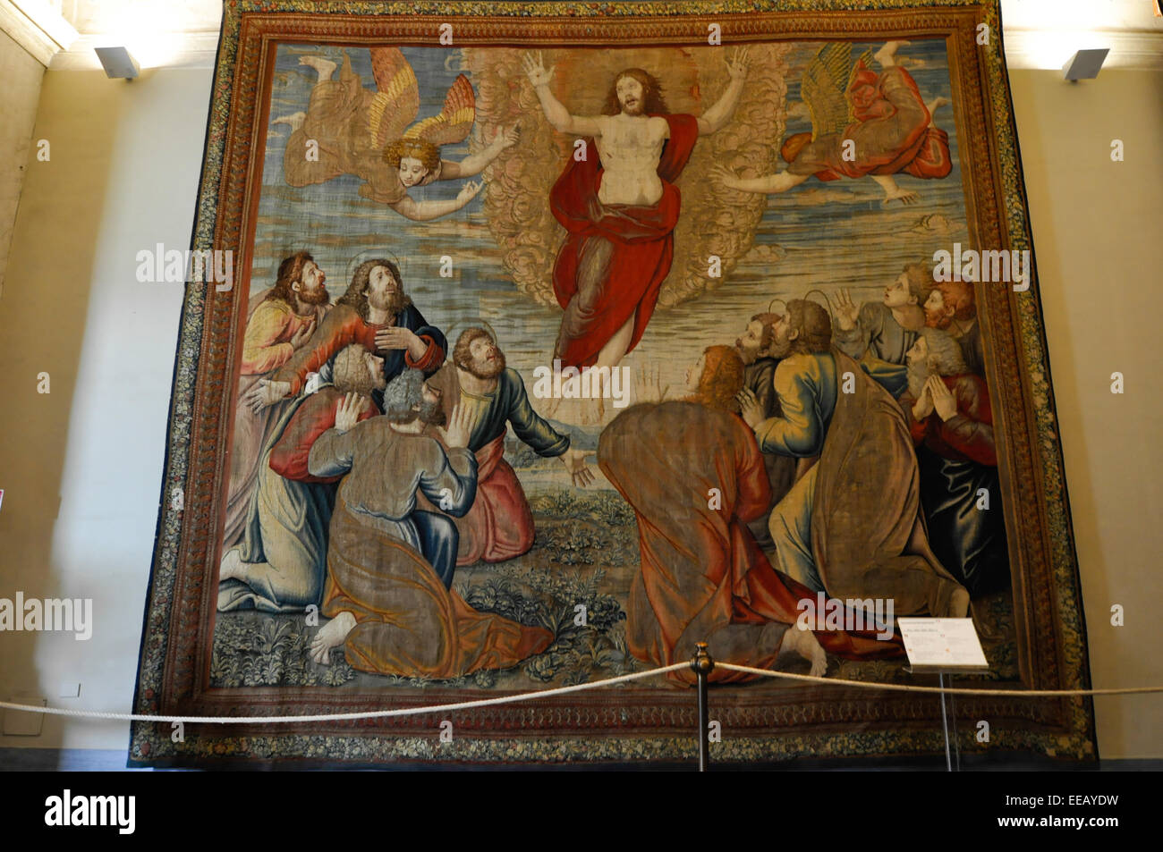 Tapestry paintings in Vatican museum, Italy Stock Photo - Alamy