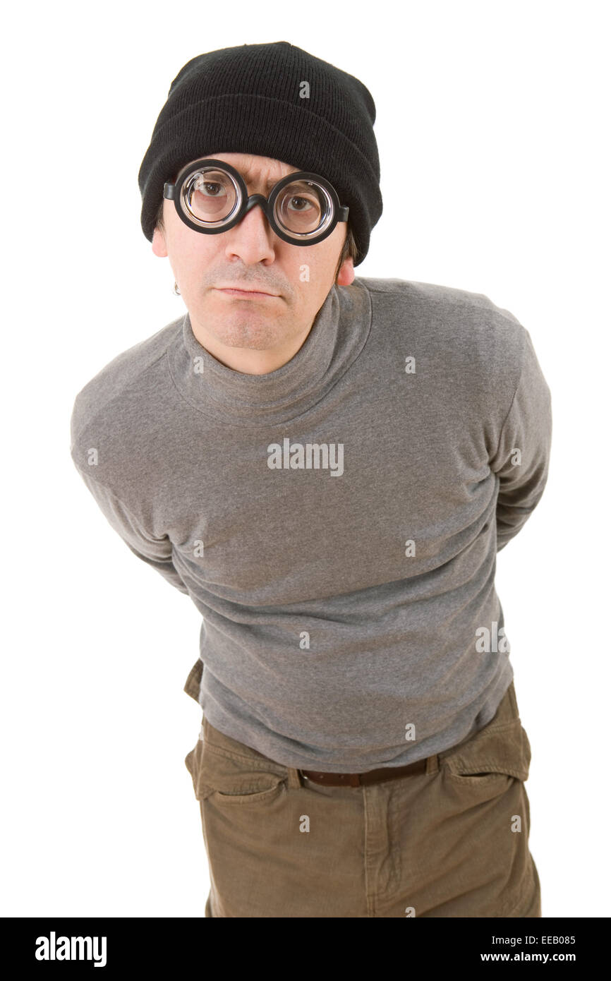 geek man isolated on white background Stock Photo - Alamy