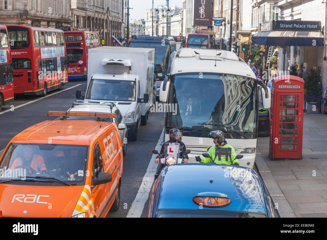 England, London, The Strand, Traffic Jam Stock Photo