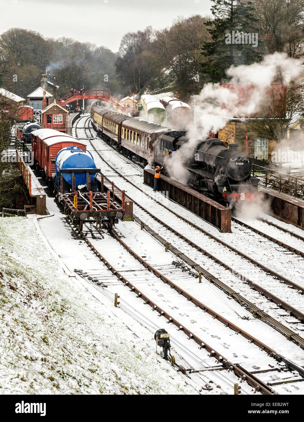 A train at Goathland station on the North York Moors Railway Stock Photo