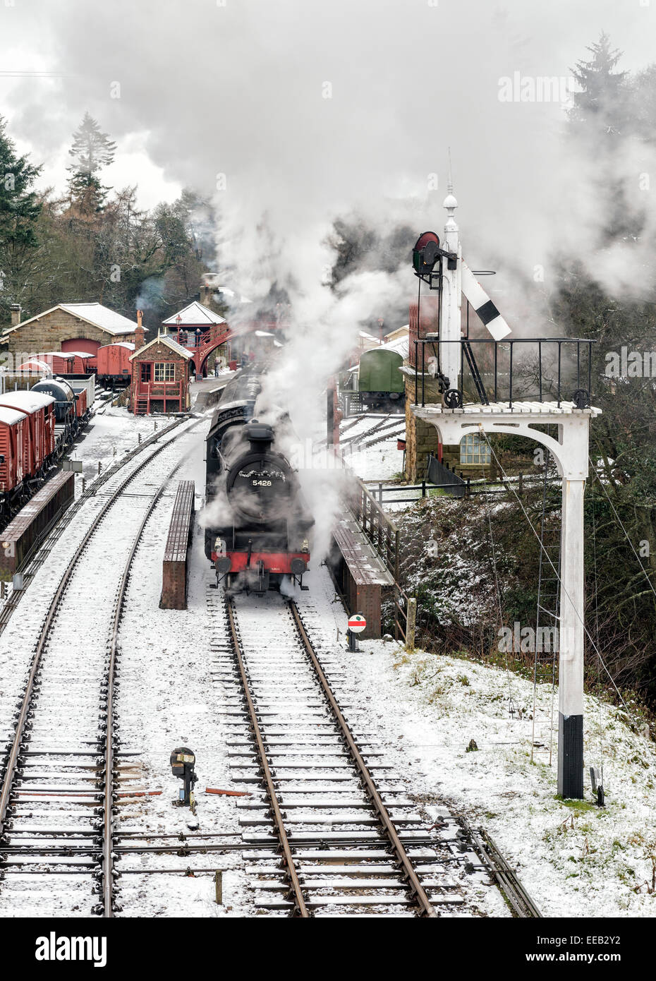 A train at Goathland station on the North York Moors Railway Stock Photo