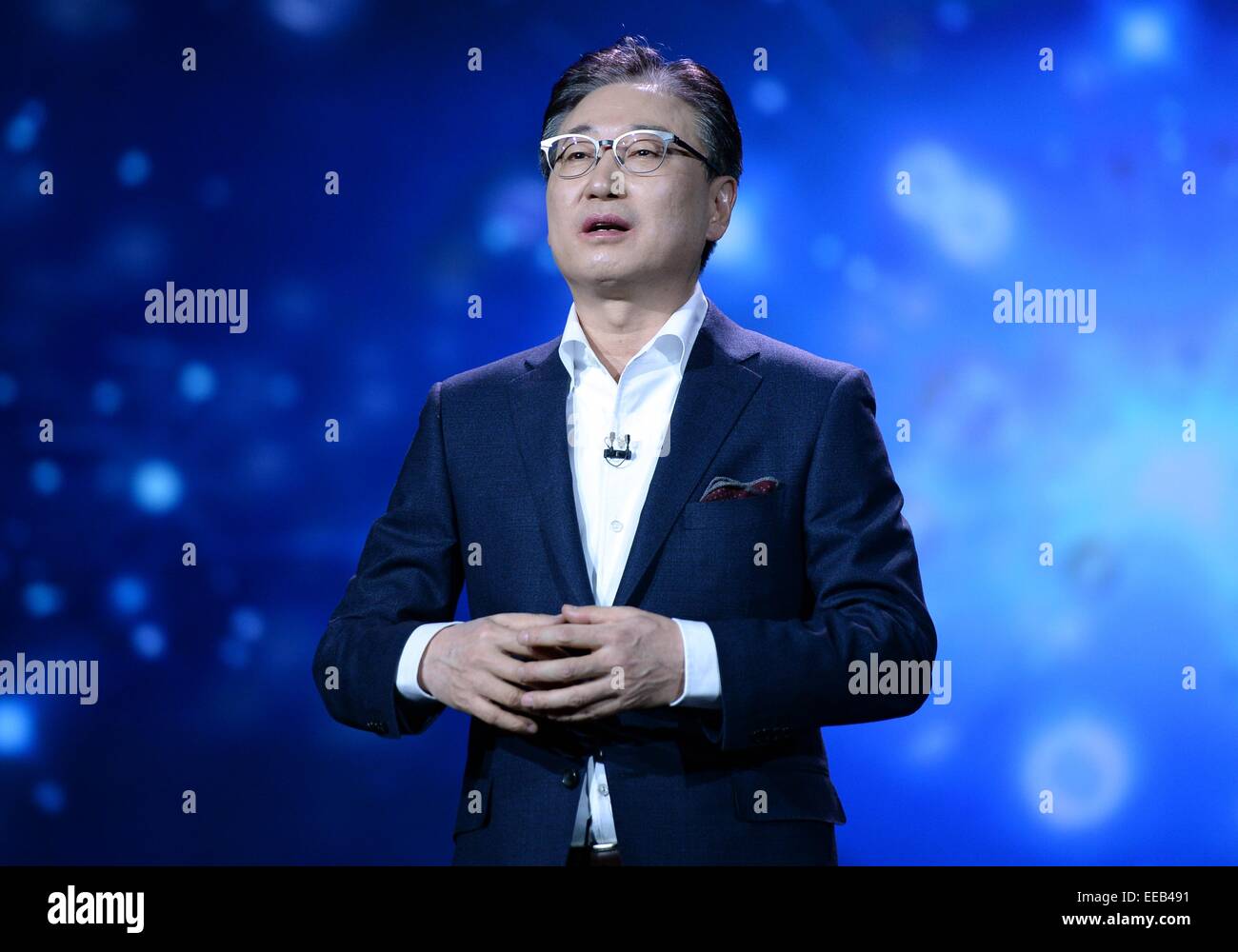 President and CEO of Samsung Electronics, Boo-Keun Yoon speaks during a ...