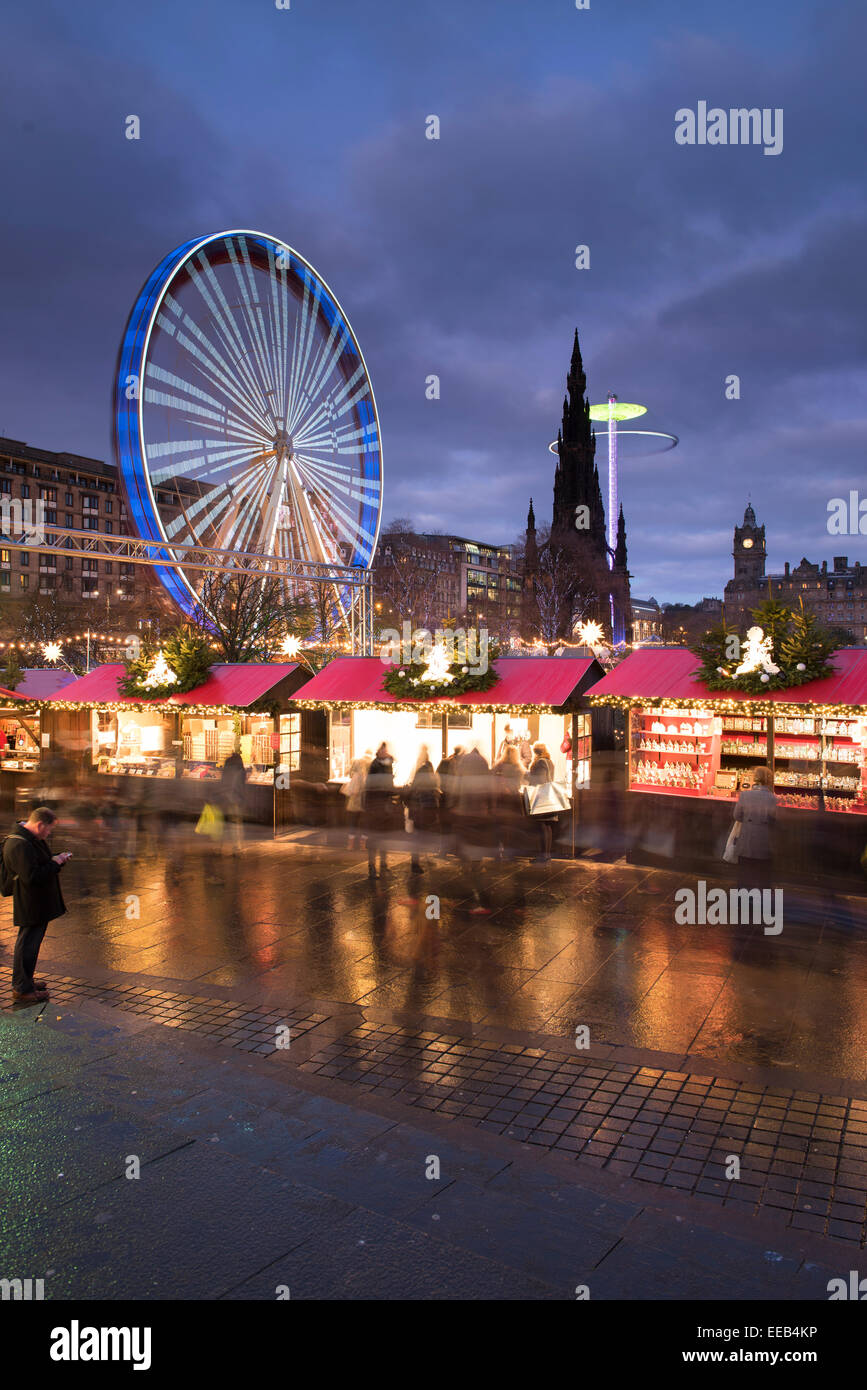 Christmas Market and Celebrations in Princes Street Gardens, Edinburgh Stock Photo