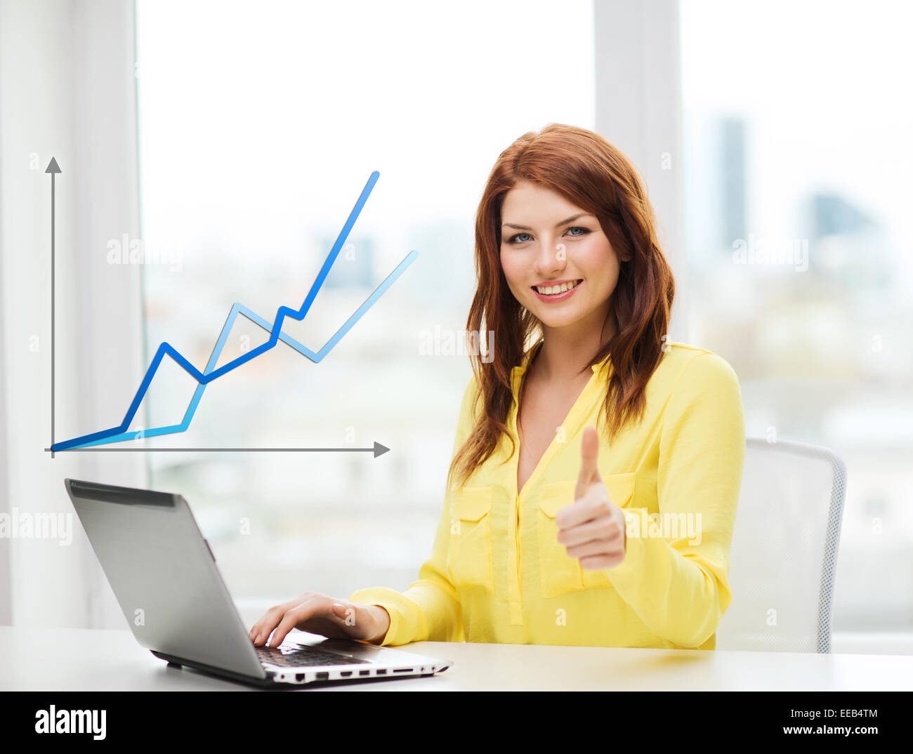 smiling student with laptop computer at school Stock Photo - Alamy