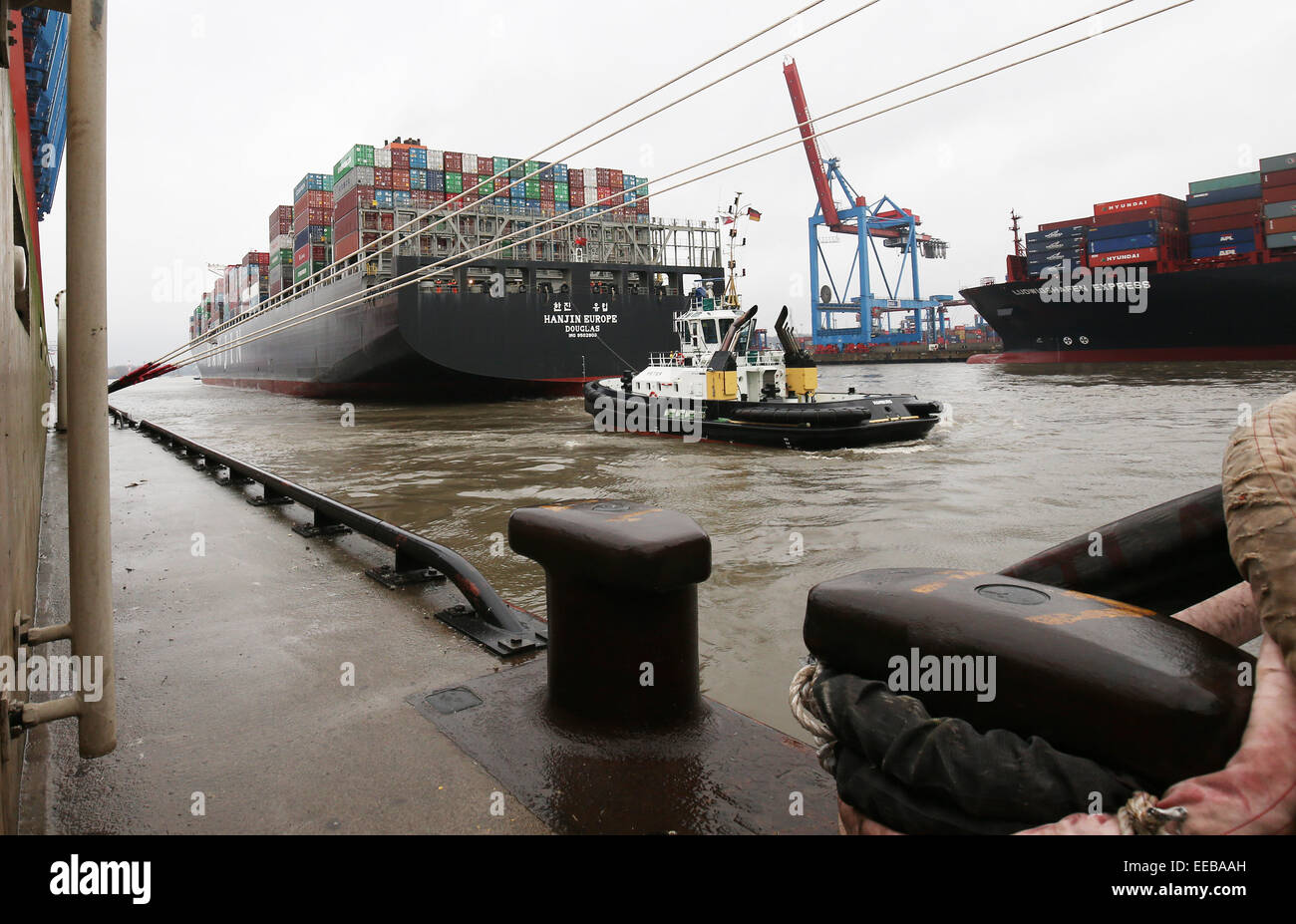 Container vessel 'Hanjin Europe' of shipping company Hanjin Shipping ...