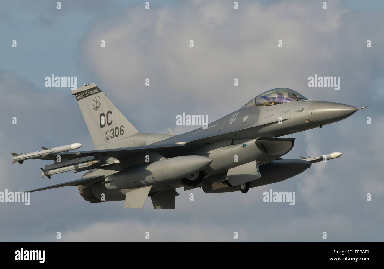 U.S. Air Force F-16 Fighting Falcon flying over Brazil. Stock Photo