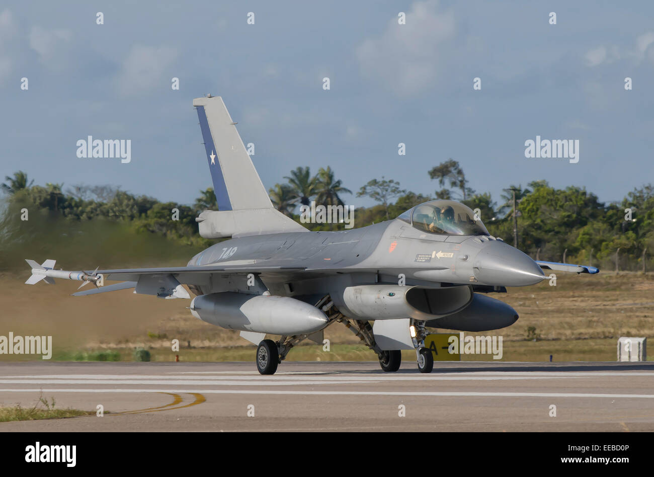 Chilean Air Force F-16 at Natal Air Force Base, Brazil. Stock Photo