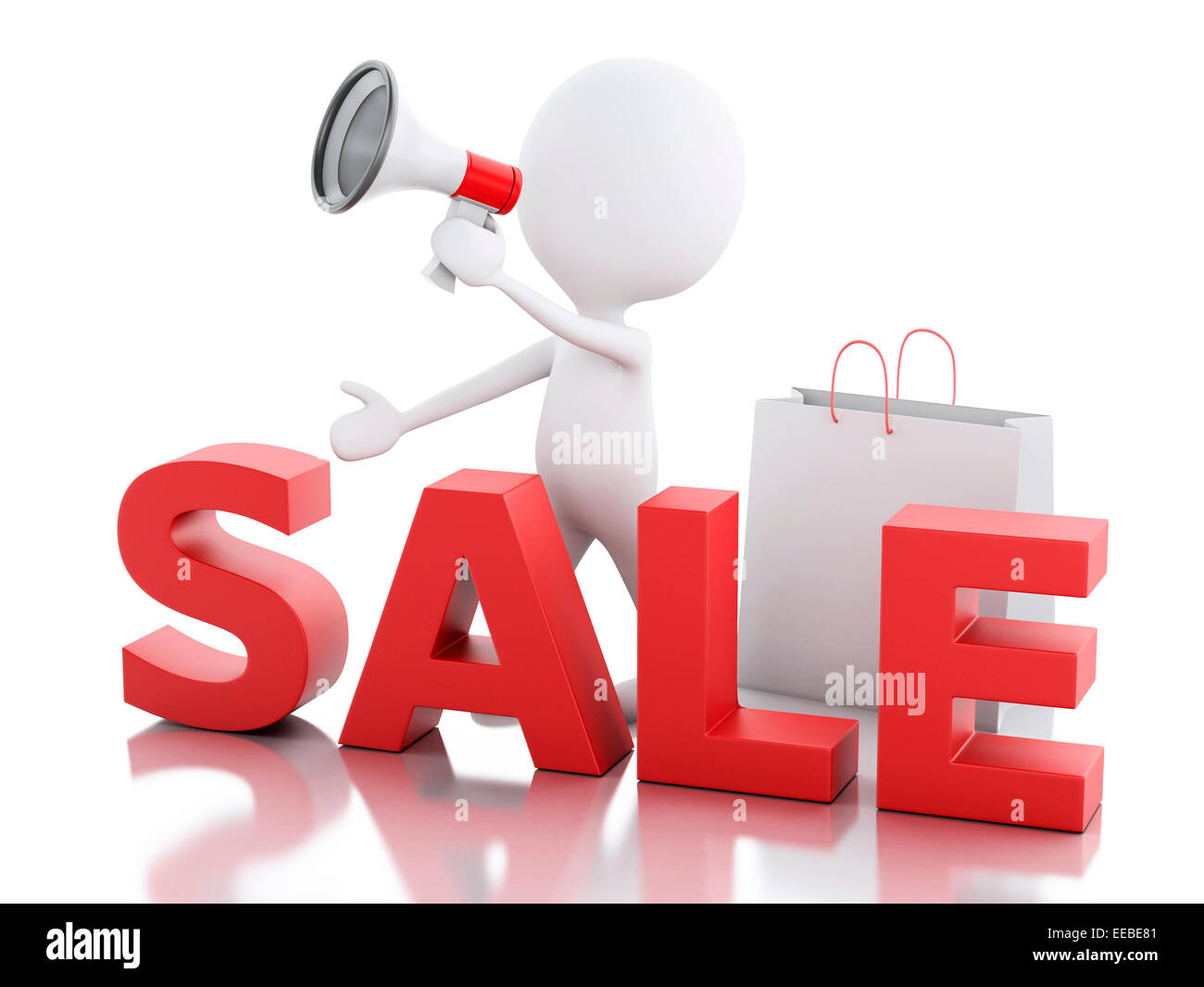30+ 3d Man Sale Announcement With Megaphone And Shopping Bag Stock