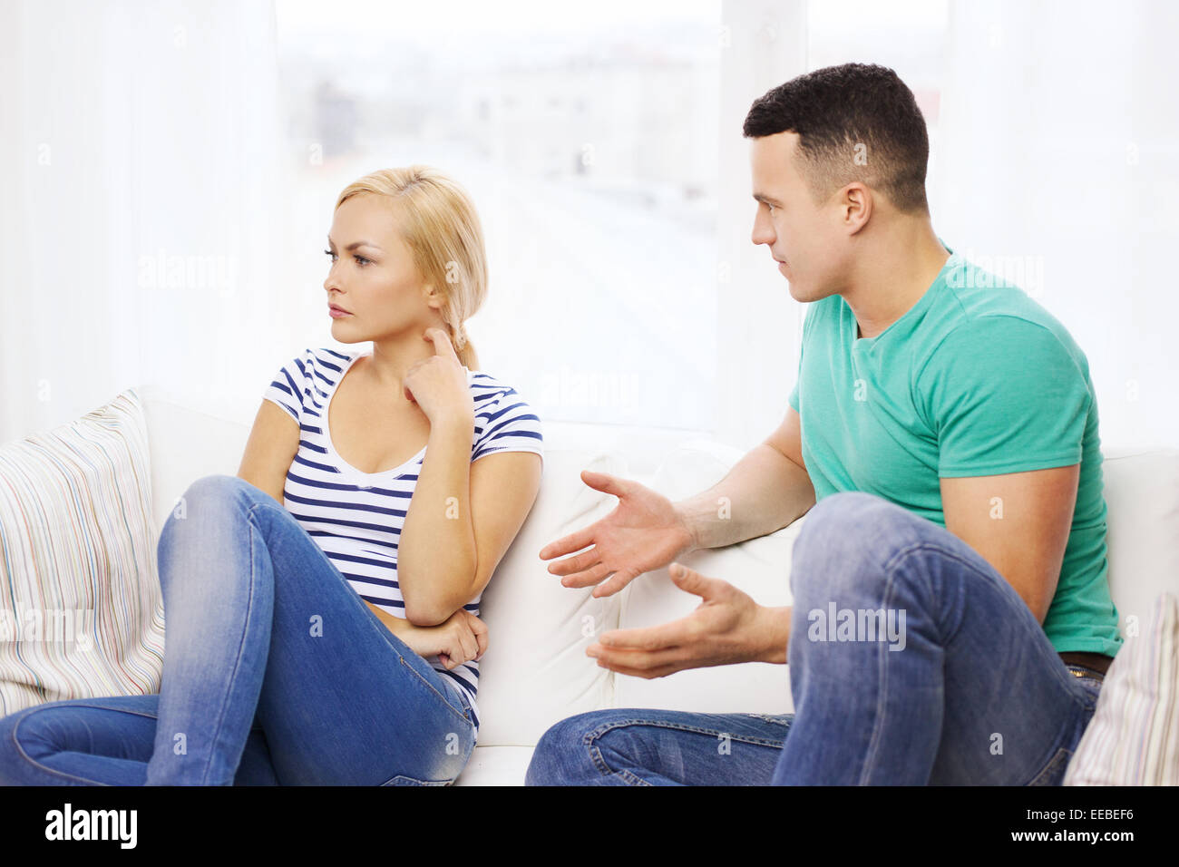 unhappy couple having argument at home Stock Photo - Alamy