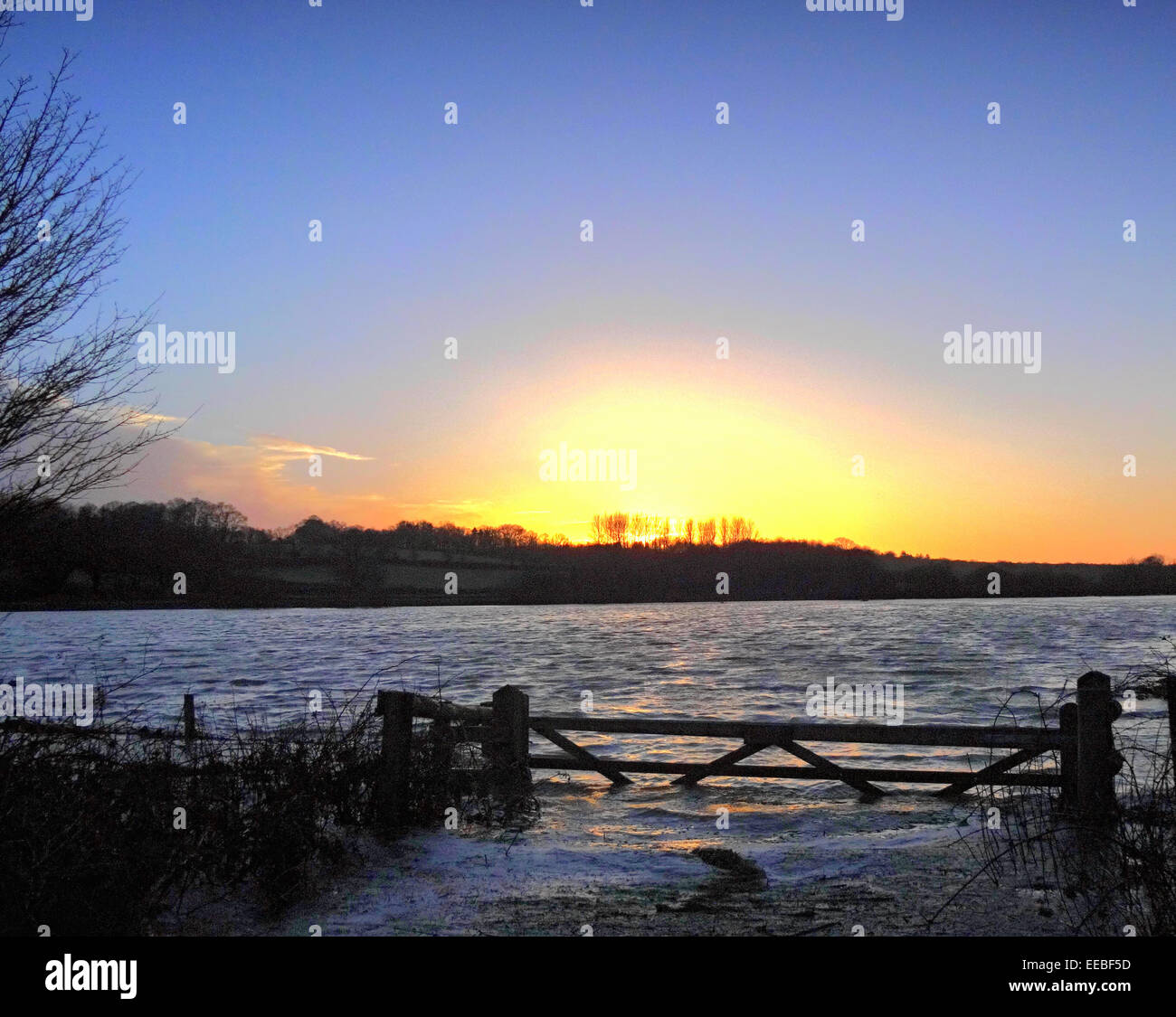 Etchingham, East Sussex, UK. 15th January, 2015. UK Weather: River Rother flood in Etchingham, UK Stock Photo