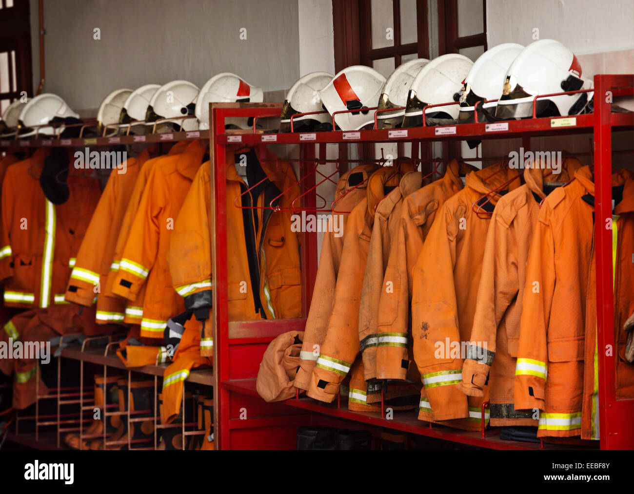 Firefighting safety equipment, including helmets, flameresistant