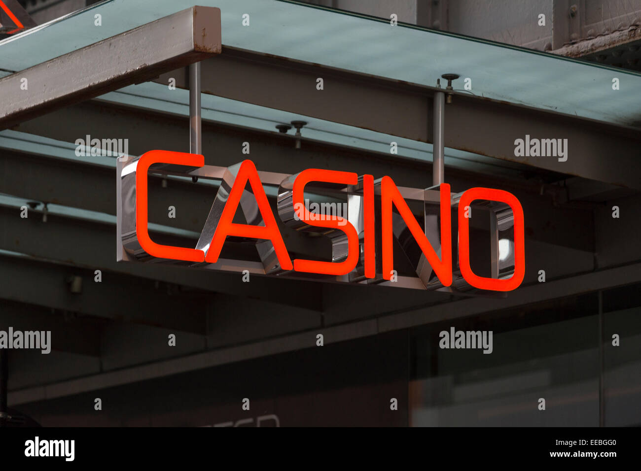 England, Manchester, casino sign Stock Photo