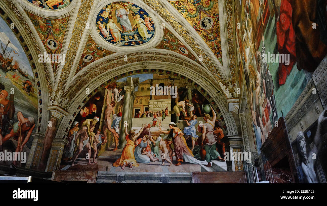 Paintings in Vatican museum, Raphael's Rooms Stock Photo Alamy