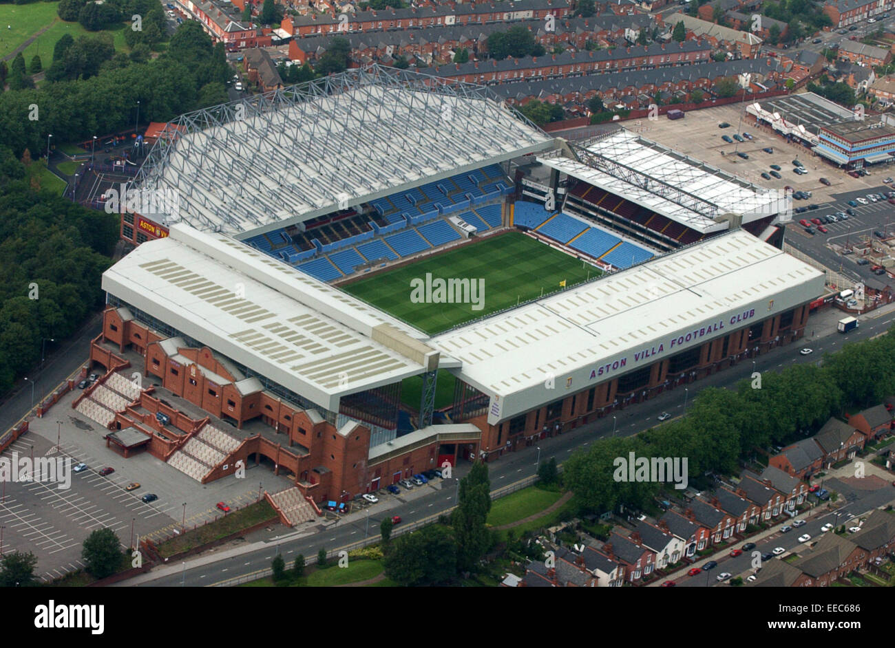 Aerial view of Villa Park in Birmingham home of Aston Villa Football Club Stock Photo
