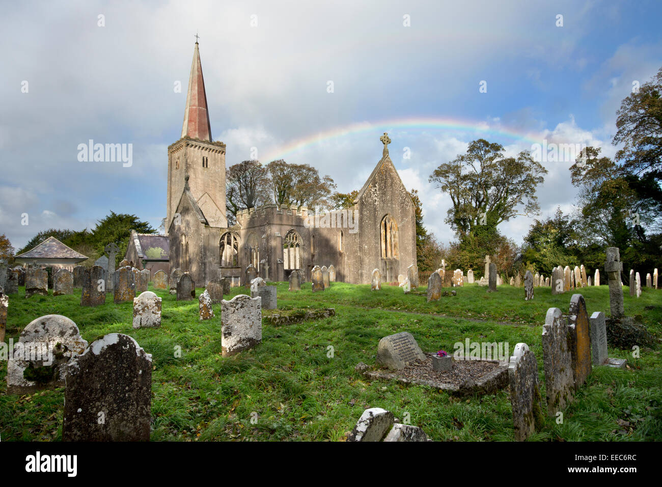 The ruined Holy Trinity Church and Cemetery in Buckfastleigh, South