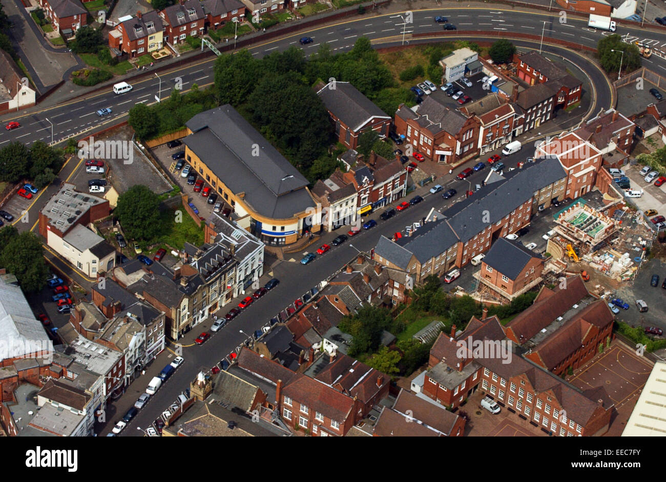 Aerial view of Stourbridge town centre Lower High Street, West Midlands Uk Stock Photo
