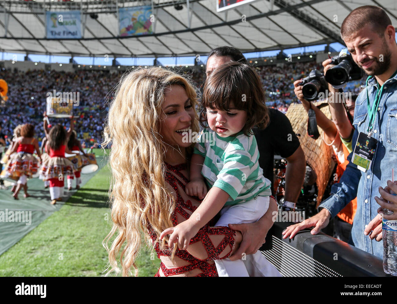 2014 FIFA World Cup - Closing Ceremony and Atmosphere - Maracana Stadium (Estadio Maracana)  Featuring: Shakira,Gerard Pique Where: Rio de Janeiro, Brazil When: 13 Jul 2014 Stock Photo