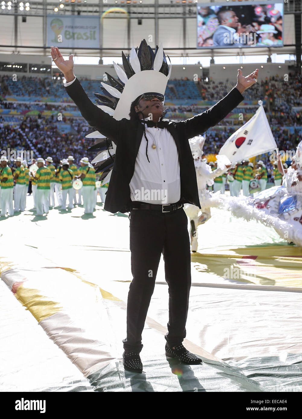 2014 FIFA World Cup - Closing Ceremony and Atmosphere - Maracana Stadium (Estadio Maracana)  Featuring: Carlinhos Brown Where: Rio de Janeiro, Brazil When: 13 Jul 2014 Stock Photo