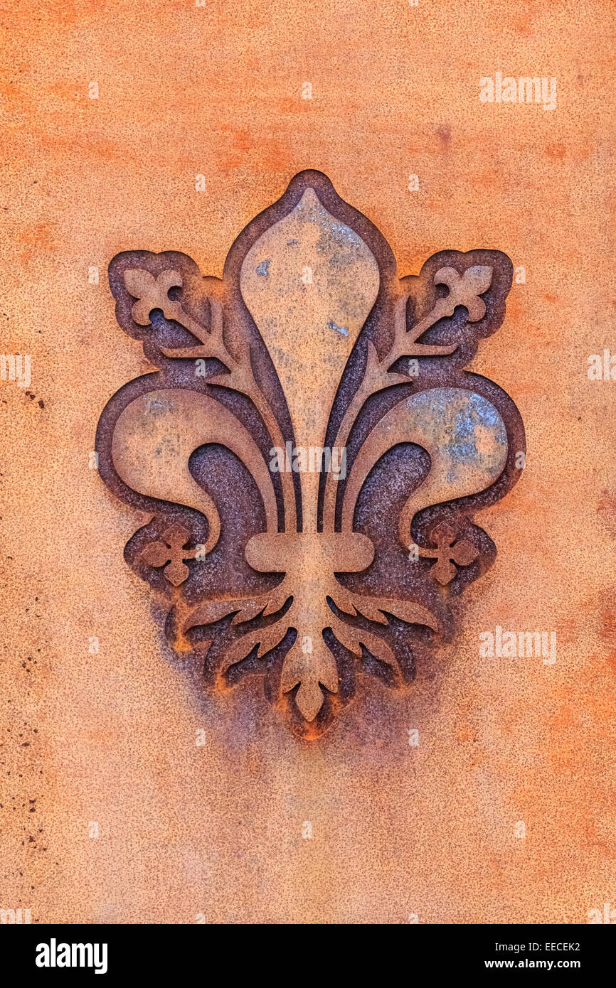 The fleur de lis of Florence, local symbol of Florence, Italy Stock ...