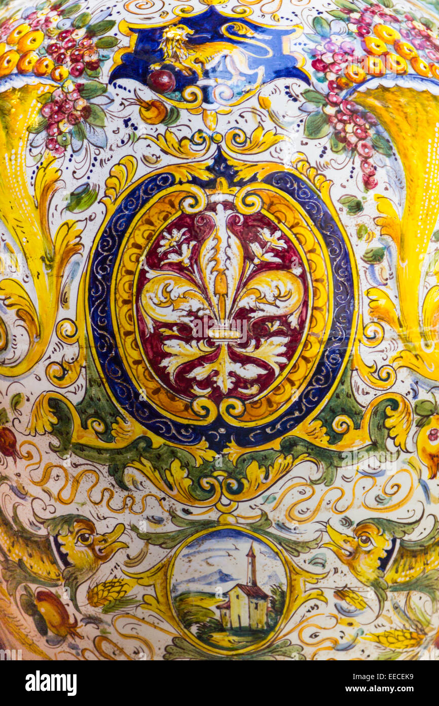 A Florence Fleur De Lis Painting On An Old Vase Stock Photo