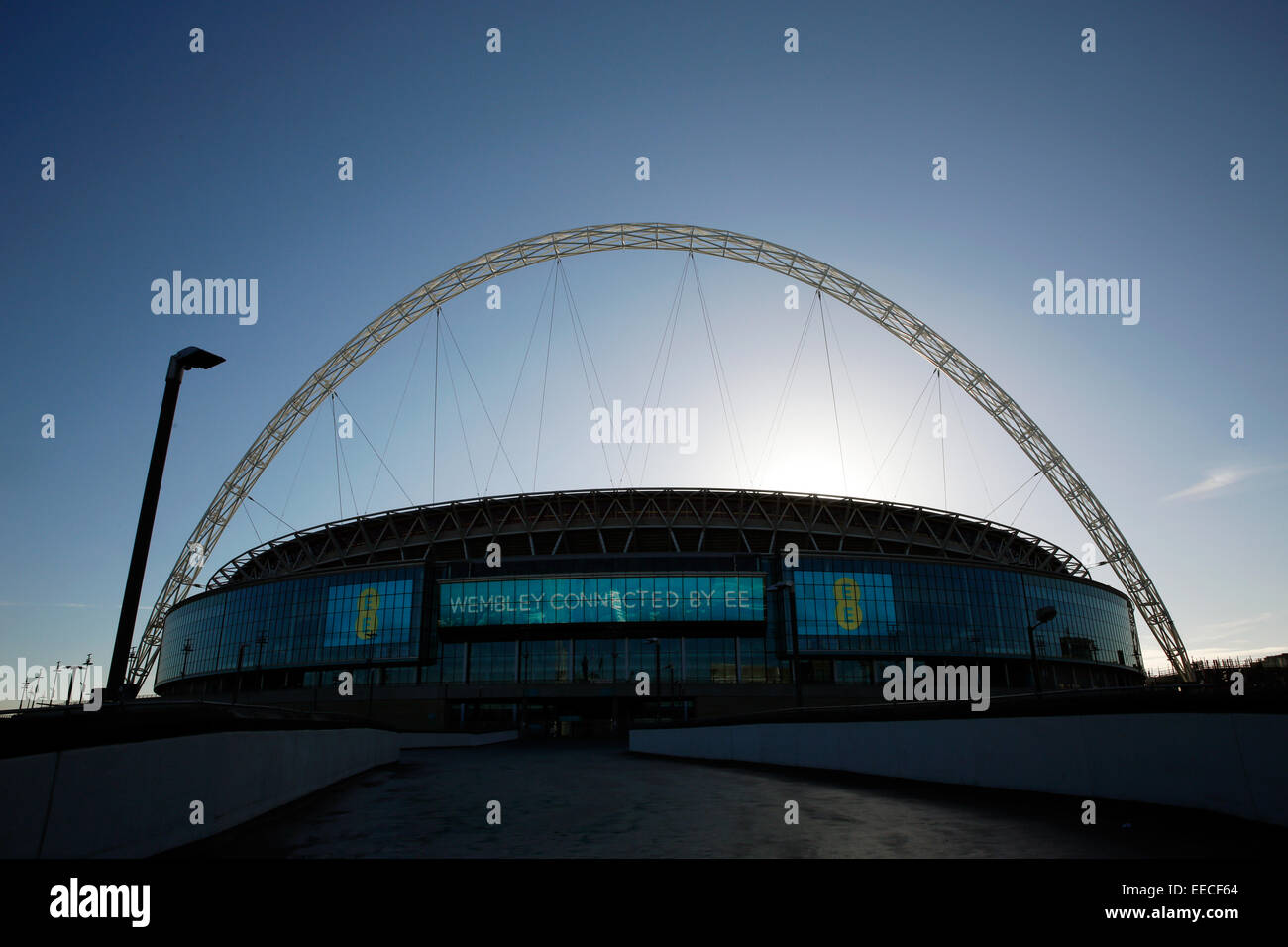 A general view of Wembley Stadium showing the iconic arch in London December 2014 Stock Photo