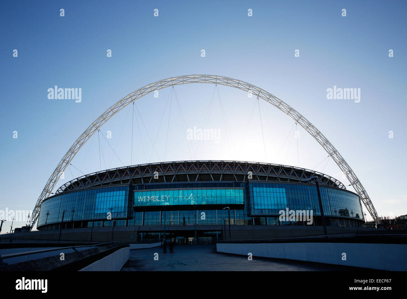 A general view of Wembley Stadium showing the iconic arch in London December 2014 Stock Photo