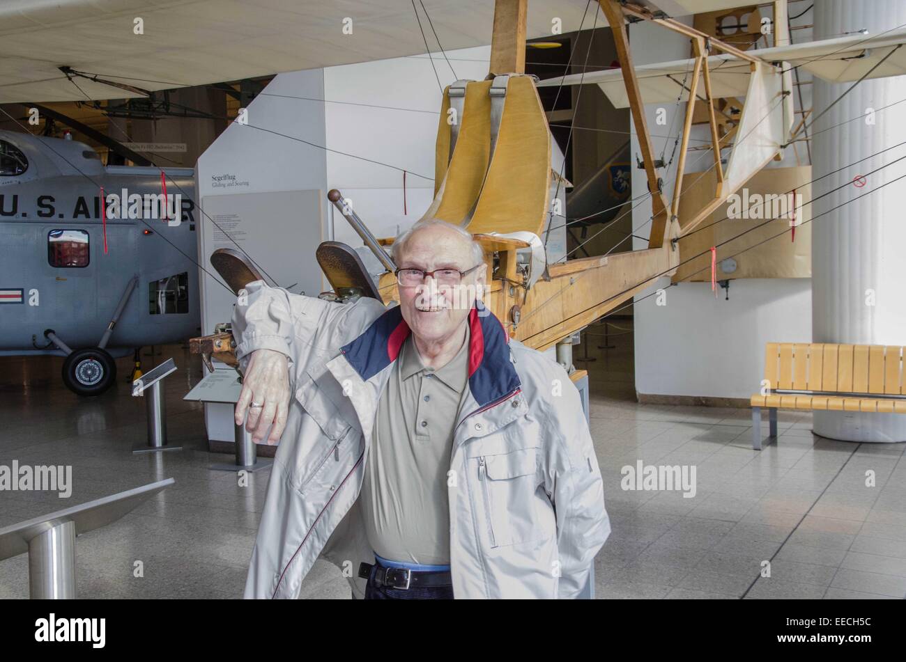 This gentleman was proud to be have trained on the SG 38 School glider at the Wasserkuppe. Stock Photo