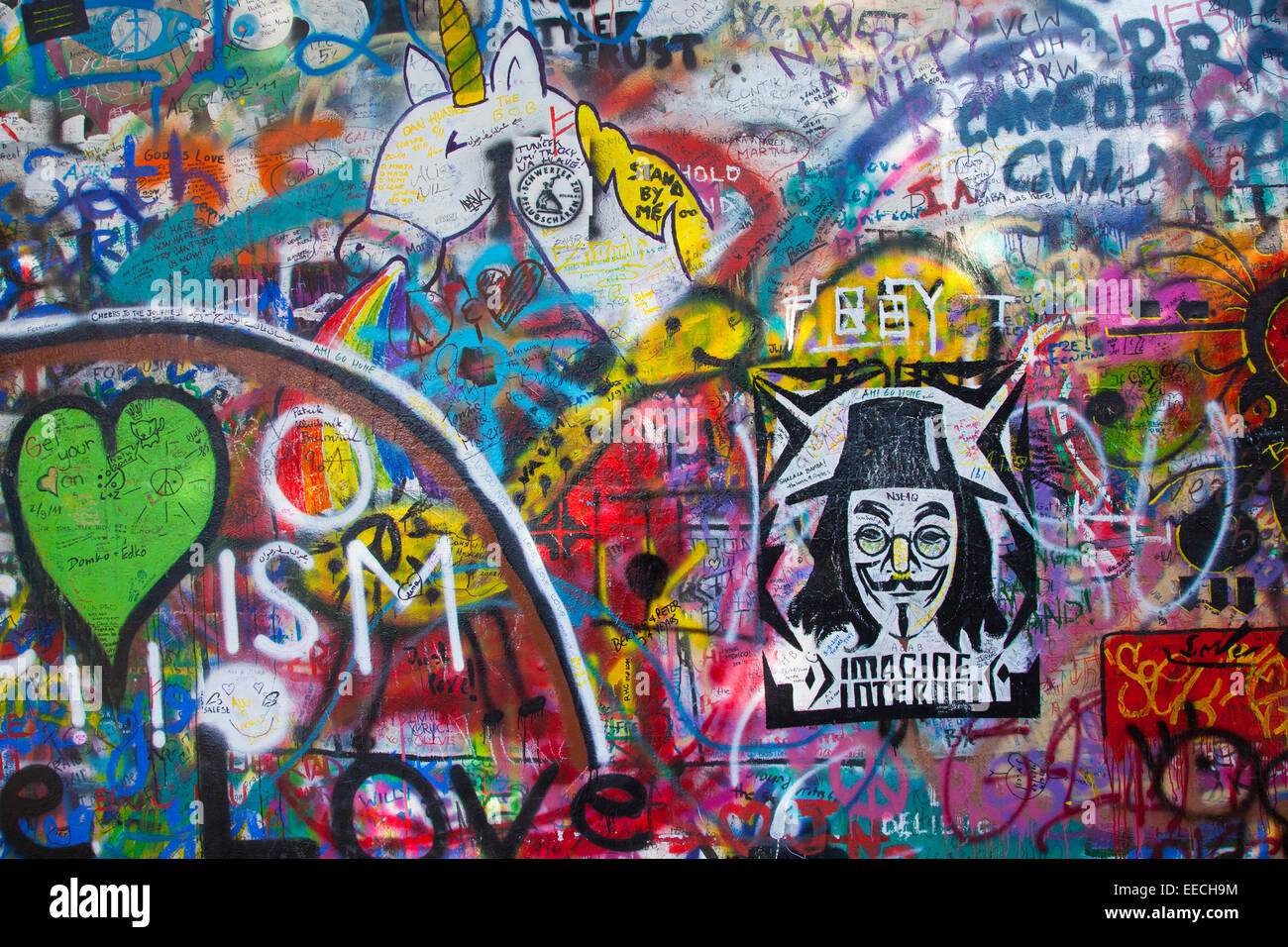 Lennon Wall. Prague, Czech Republic. Stock Photo