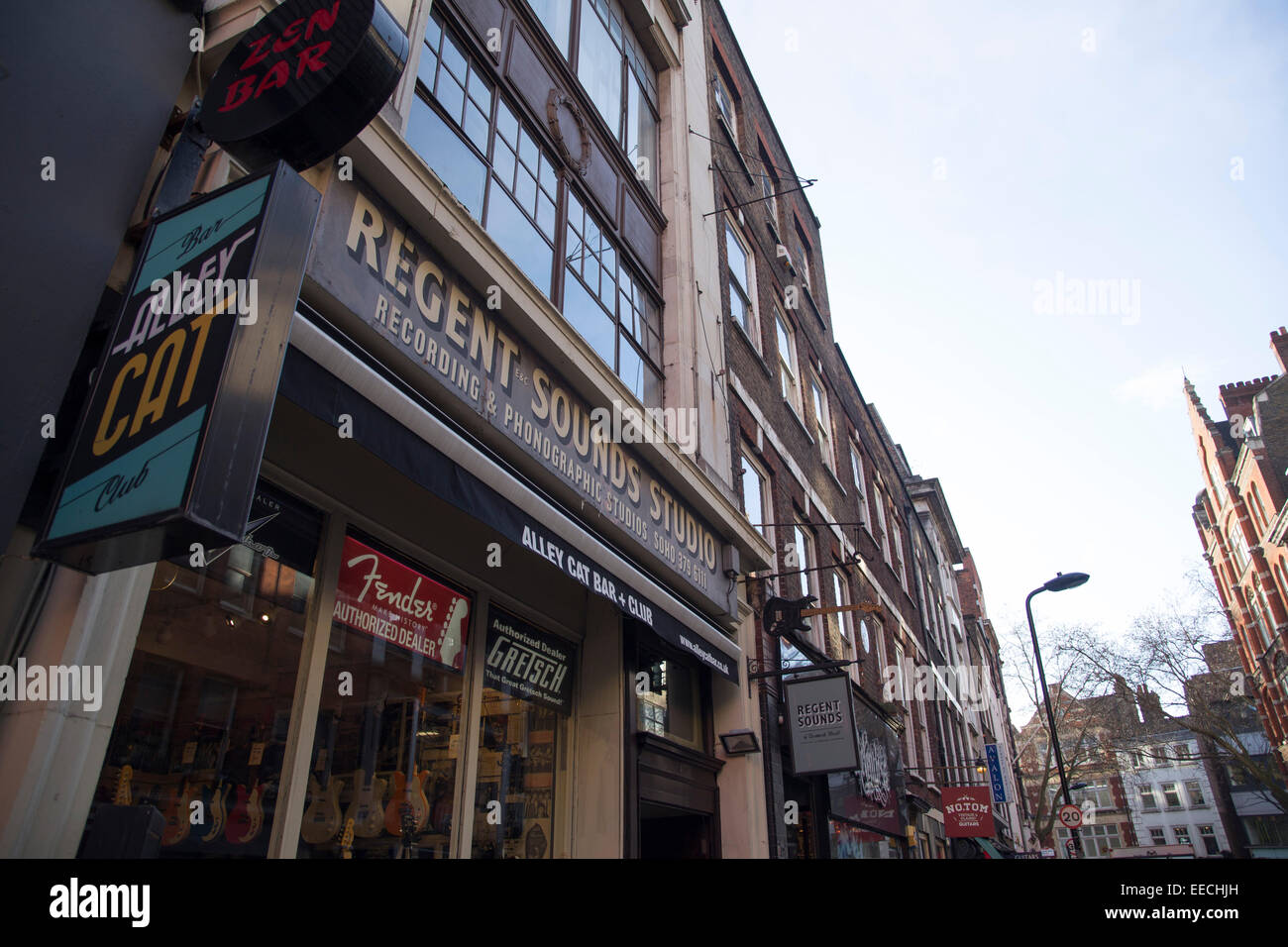 London's historic Denmark Street set for demolition to make way for Crossrail underground extension works. Stock Photo