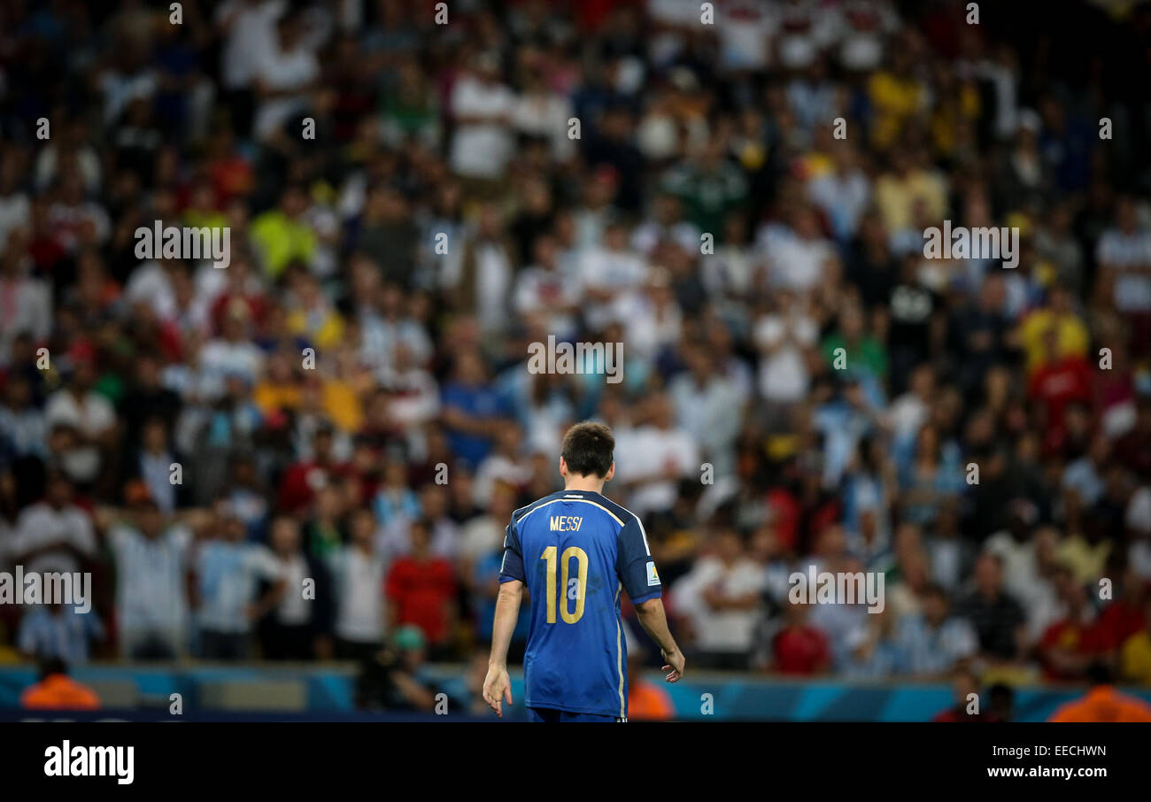 2014 FIFA World Cup Final - Germany v Argentina, held at the Maracana Stadium (Estadio Maracana)  Featuring: Lionel Messi Where: Rio de Janeiro, Brazil When: 13 Jul 2014 Stock Photo