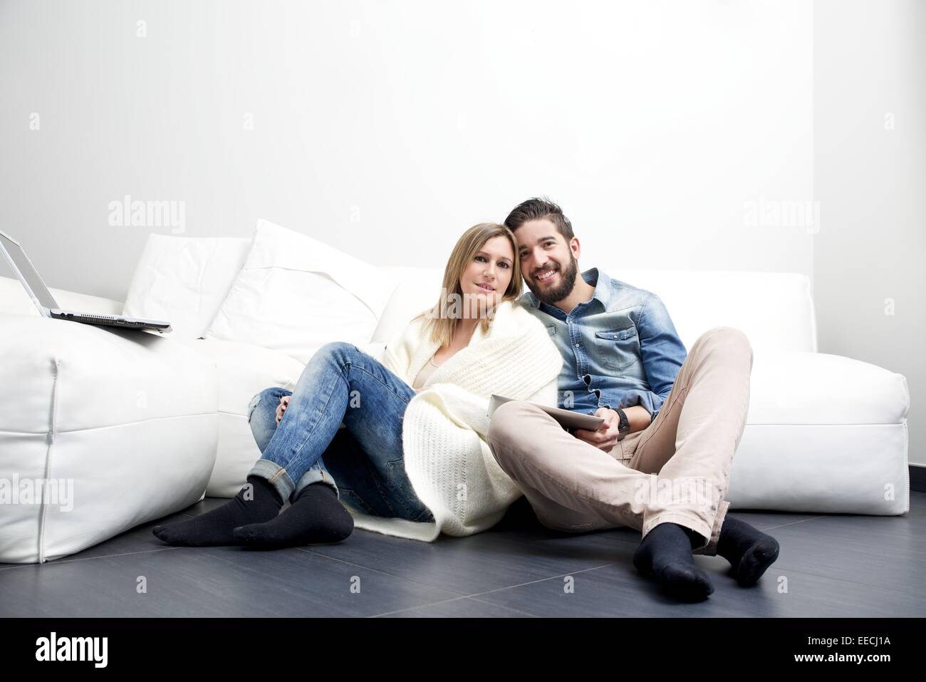 couple on the floor Stock Photo