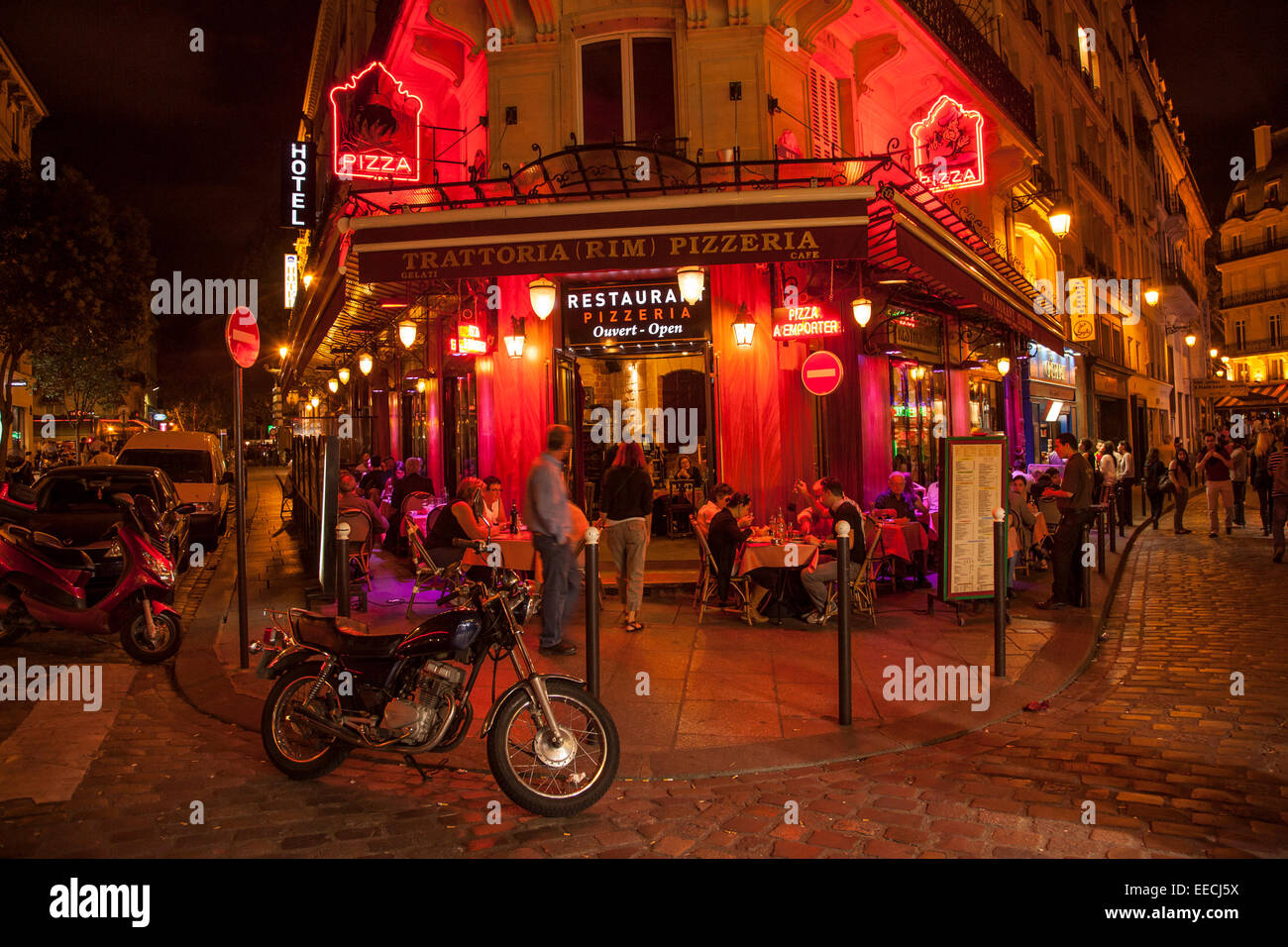 Restaurant in the Latin Quarter. Paris, France. Stock Photo