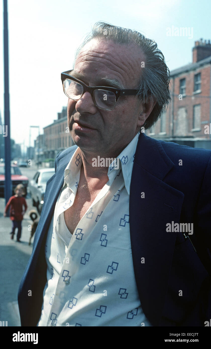 BELFAST, NORTHERN IRELAND, AUGUST 1976. Gerry Fitt, Socialist Democratic and Labour Party Member of Parliament for West Belfast during The Troubles, Northern Ireland. Stock Photo