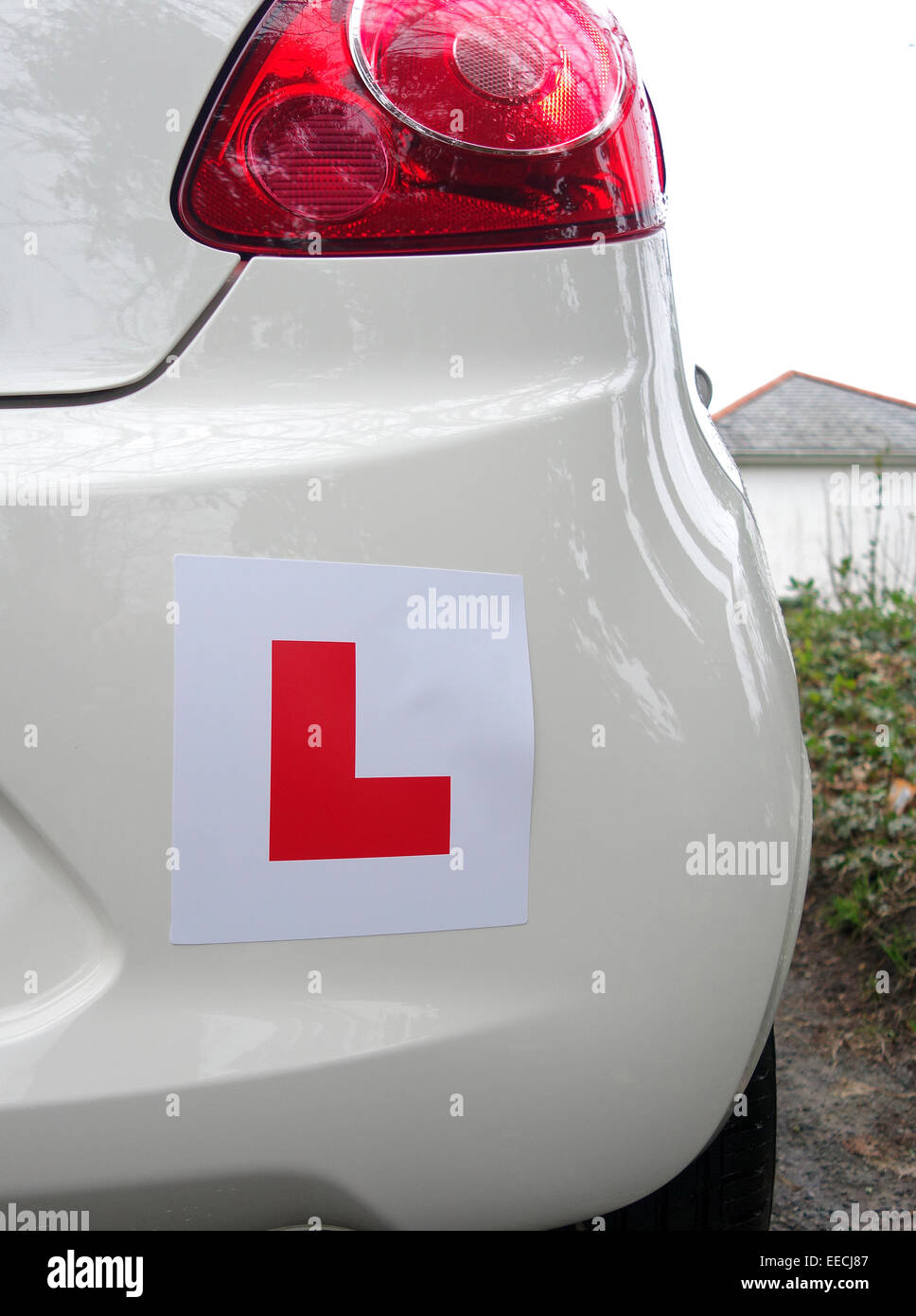 L plate on a car in the uk Stock Photo