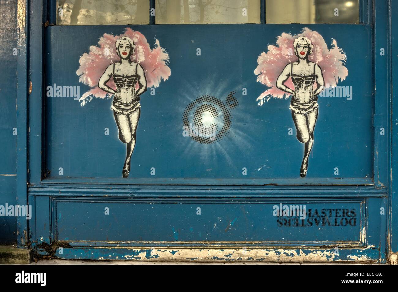 dancing girls graffiti London Stock Photo