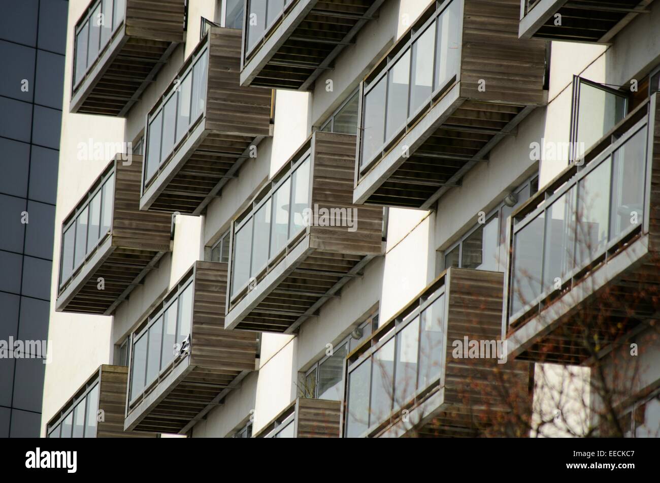 Modern flats at Glasgow Harbour in Partick in Glasgow, Scotland Stock
