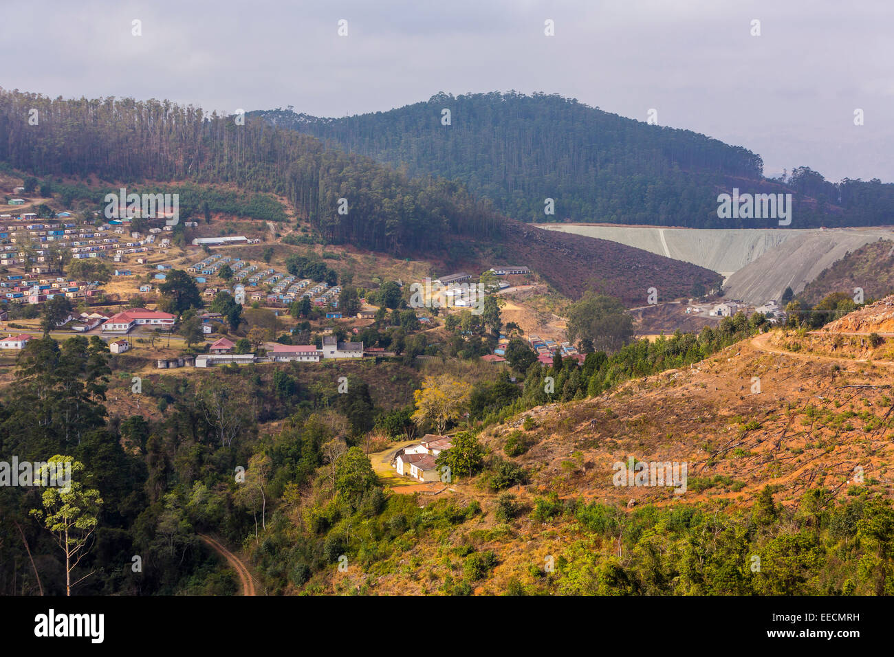 BULEMBU, SWAZILAND, AFRICA - Former asbestos mining town, now largely unoccupied. Stock Photo