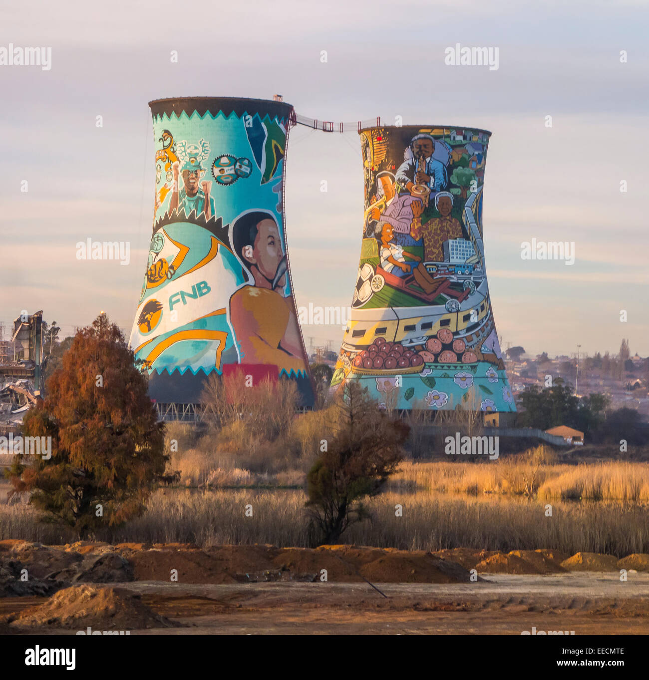 SOWETO, JOHANNESBURG, SOUTH AFRICA - The Orlando Cooling Towers. Stock Photo