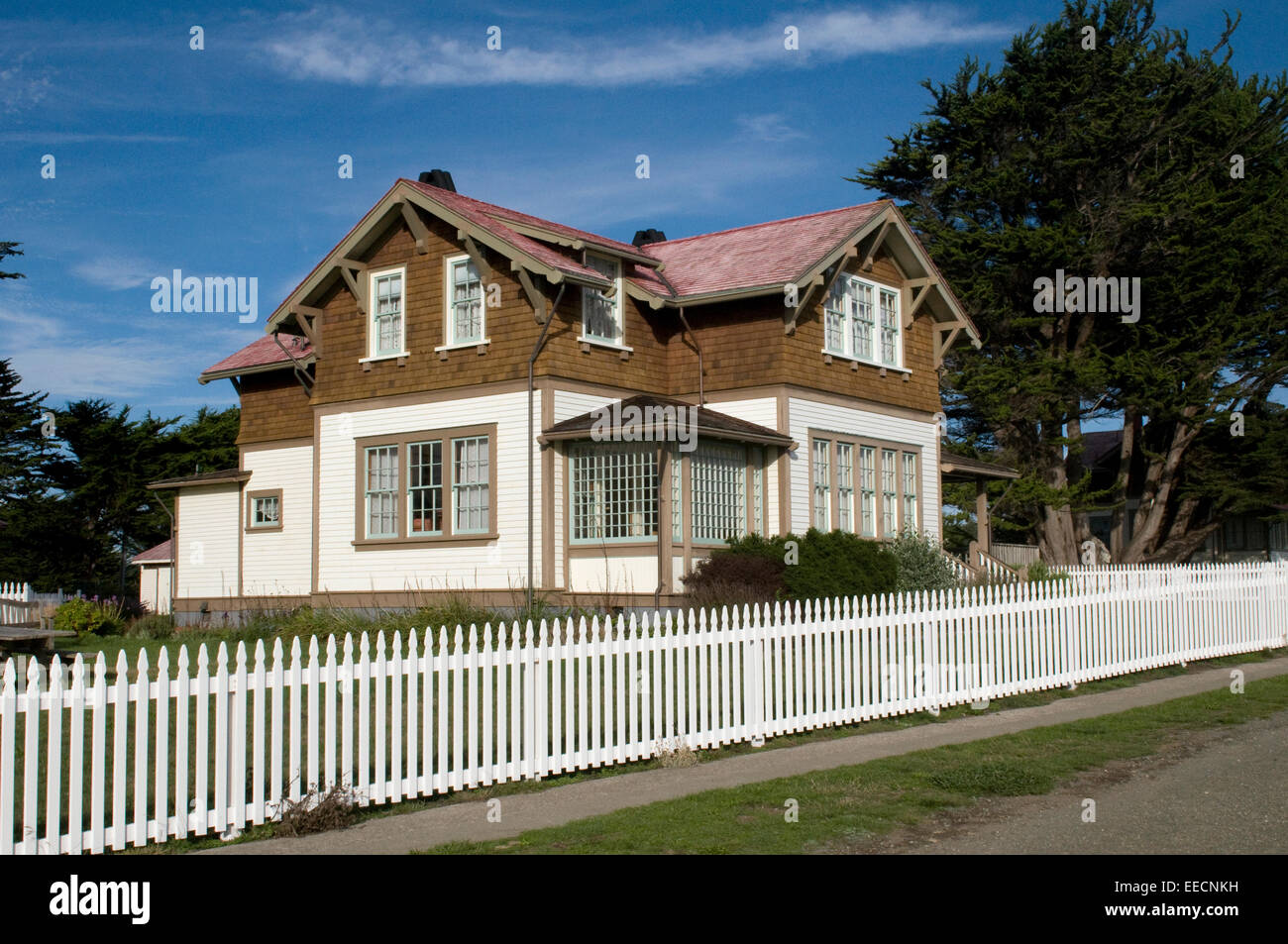 Californian wooden coastal house on Jug Handle State Reserve near Fort Bragg & Mendocino California USA Stock Photo