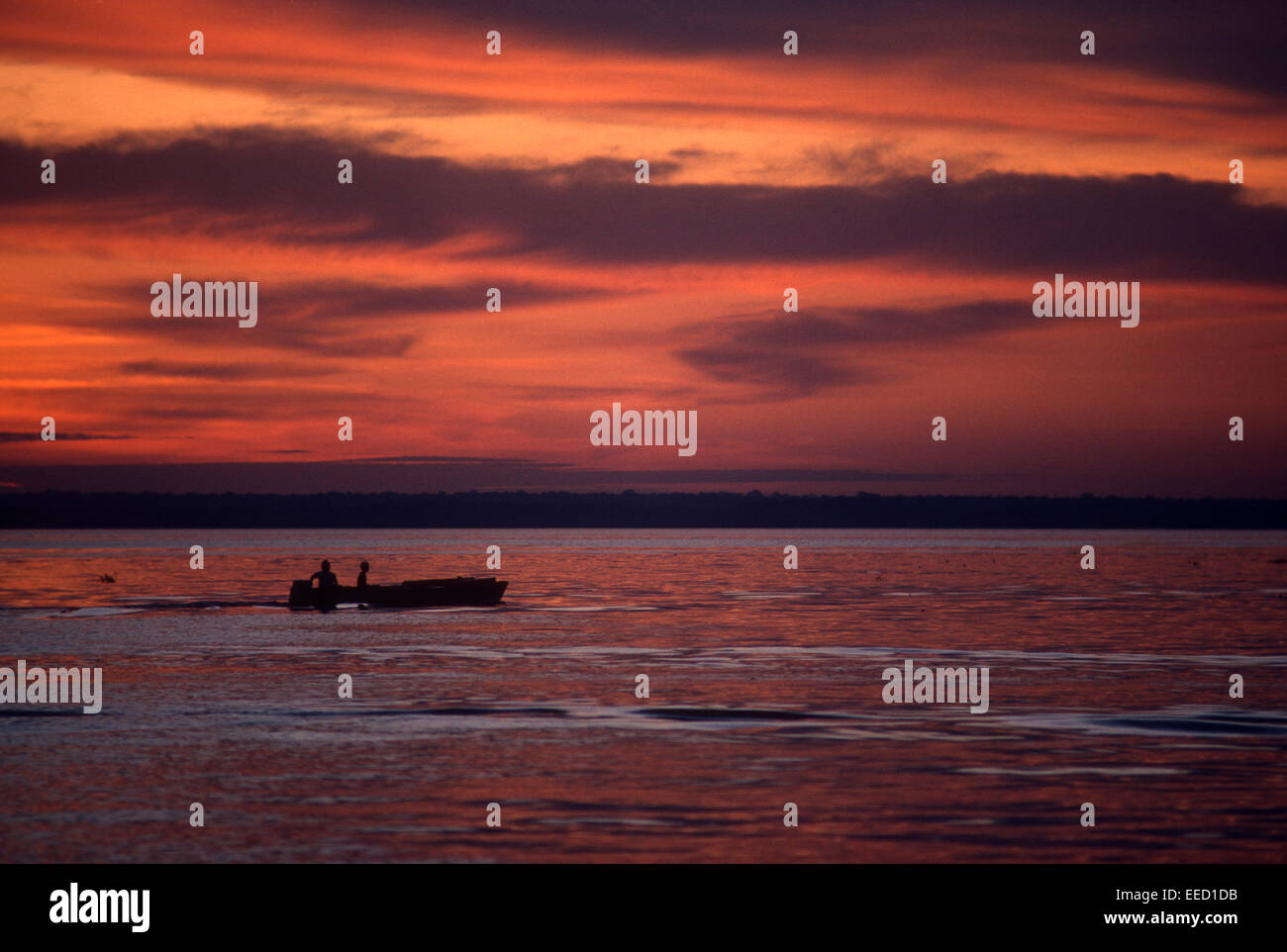 Sunset, Amazon, near Manaus, Brazil Stock Photo