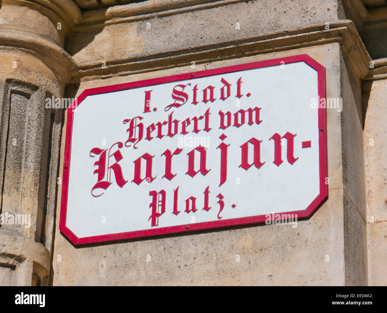 Herbert Von Karajan Platz home of The Vienna State Opera House in Austria Stock Photo
