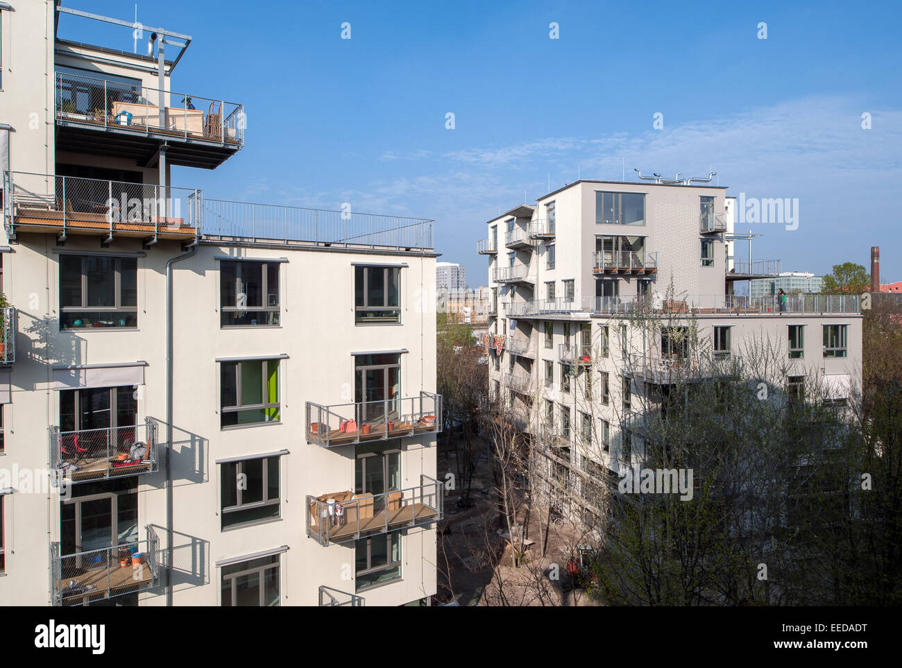 Berlin, Germany, new buildings of the cooperative field Spree eG Stock Photo