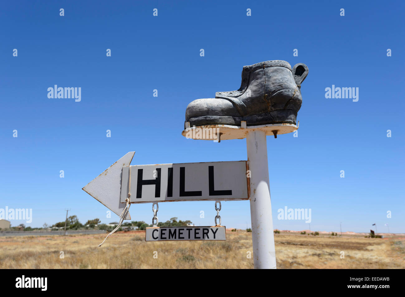 Boot Hill Sign, Coober Pedy, South Australia, SA, Australia Stock Photo