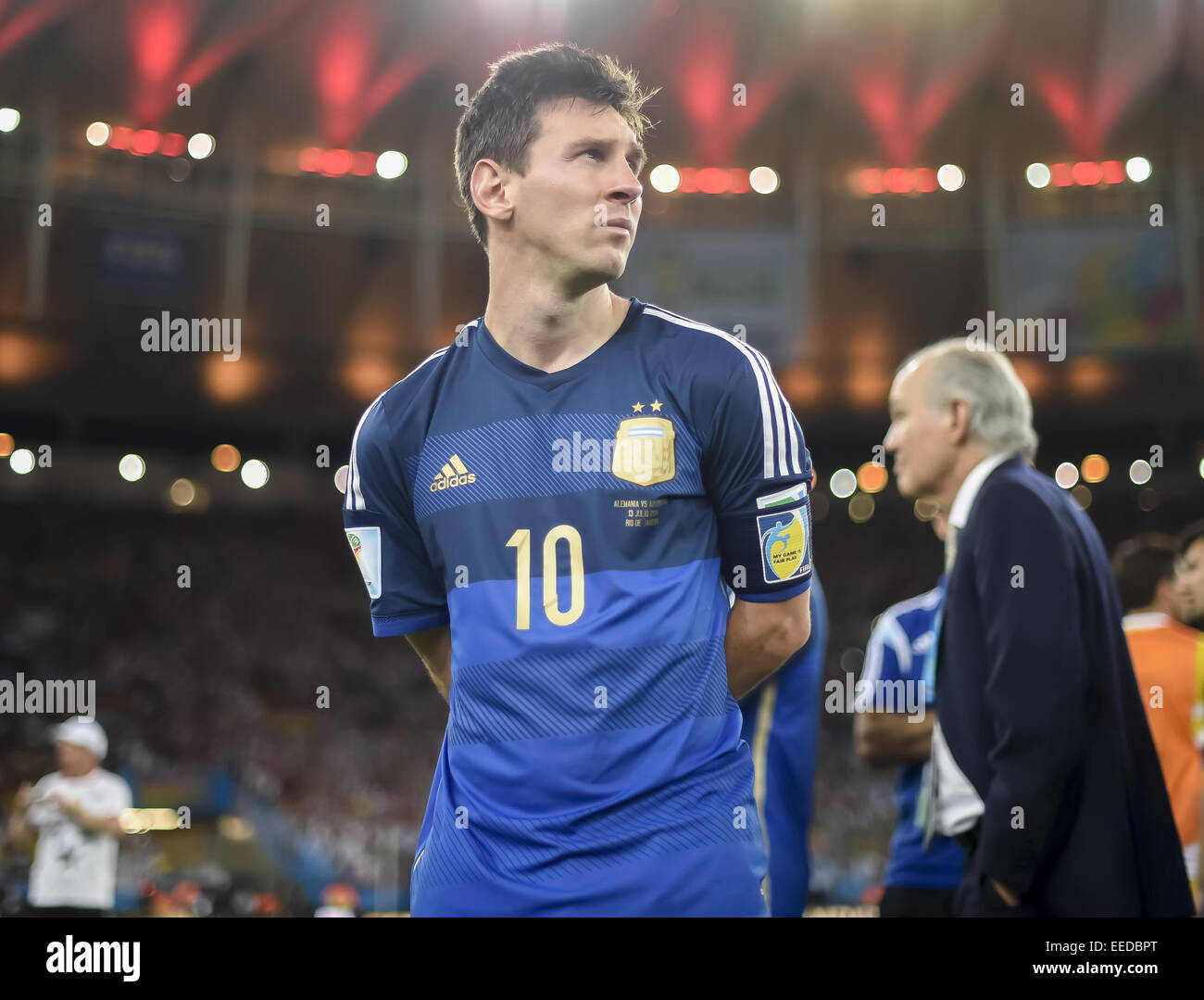 2014 FIFA World Cup Final - Germany (0) v (0) Argentina (1-0 AET), held at the Maracana Stadium (Estadio Maracana)  Featuring: Messi Where: Rio de Janeiro, Brazil When: 13 Jul 2014 Stock Photo
