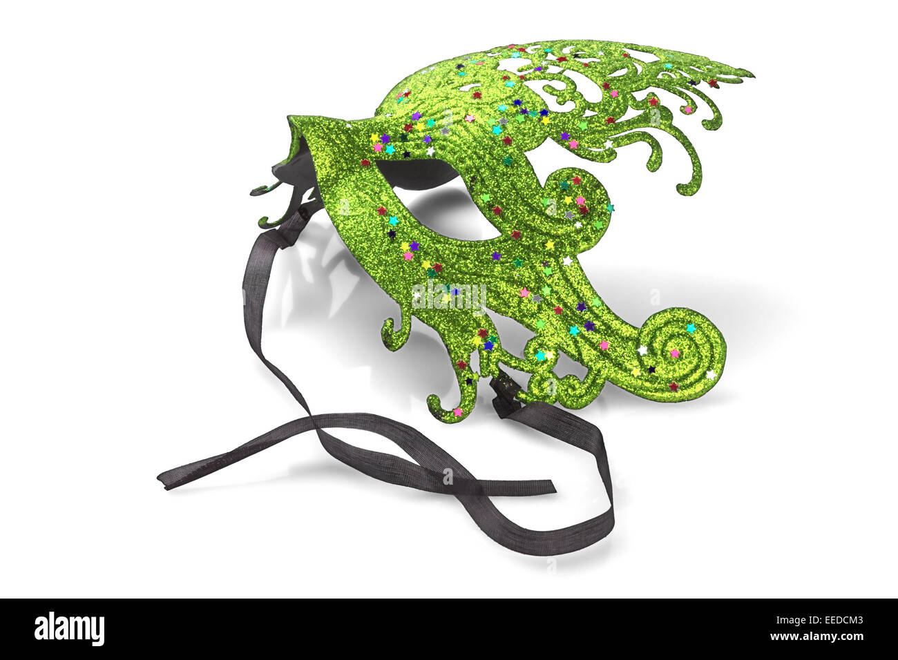 Green Carnival Mask On White Background Stock Photo